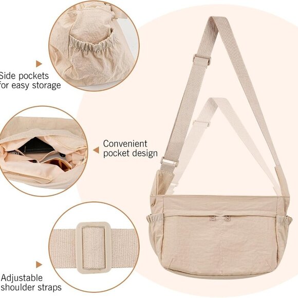 Canvas Crossbody Bag for Women with Pockets Casual Travel Messenger Bag - Picture 3 of 7